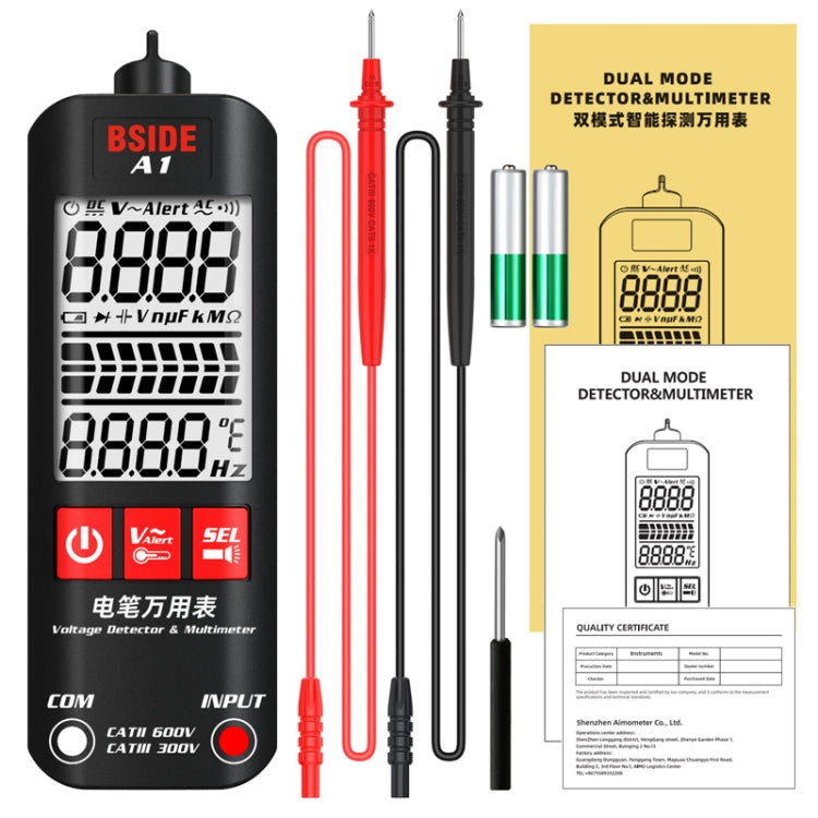 BSIDE A1 Dual Mode Smart Handheld Multimetro di tensione per elettricisti con rilevamento ad alta precisione senza batteria, A1
