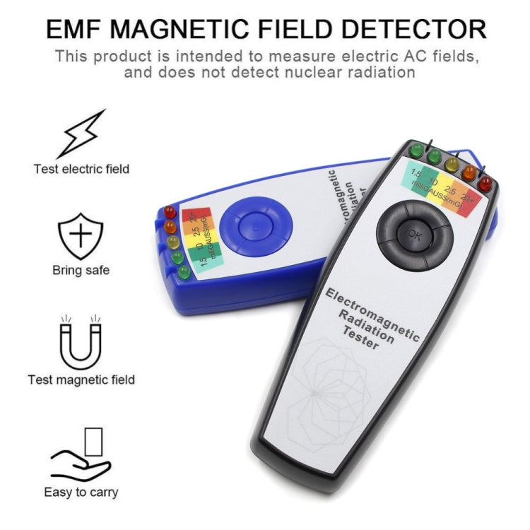 Rilevatore di caccia ai fantasmi con misuratore gauss EMF a campo elettromagnetico a 5 LED, Style 1 Black, Style 1 Blue