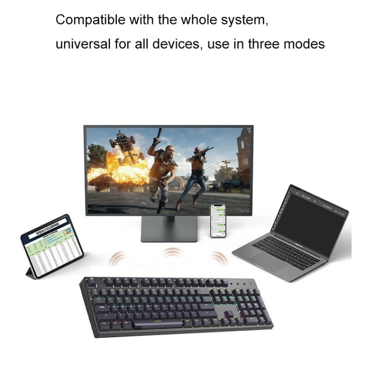 Tastiera meccanica cablata Bluetooth a 104 tasti con copritastiera traslucido a due colori