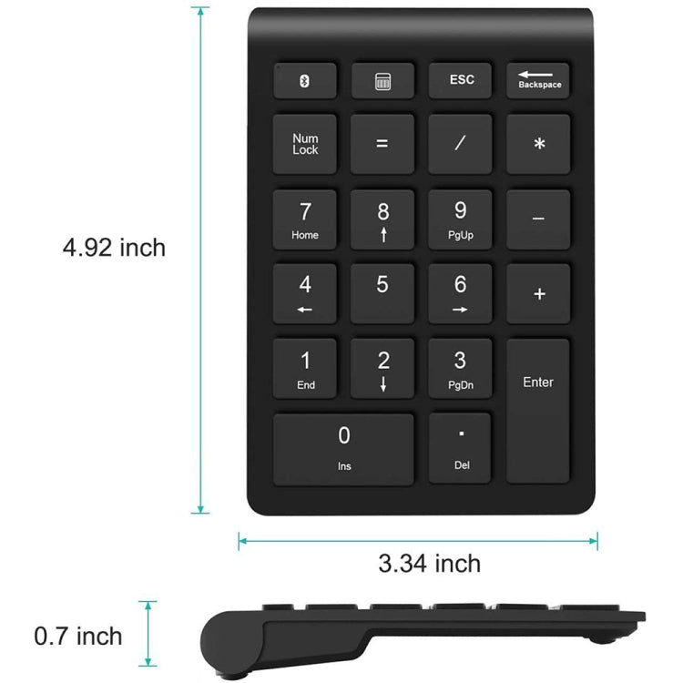 BT304 Mini tastiera wireless per laptop a 22 tasti, specifiche:, Bluetooth (Black), Bluetooth (Gray), Bluetooth (Gold), Bluetooth (Silver Black), 2.4G (Black), 2.4G (Gray), 2.4G (Gold), 2.4G (Silver Black)