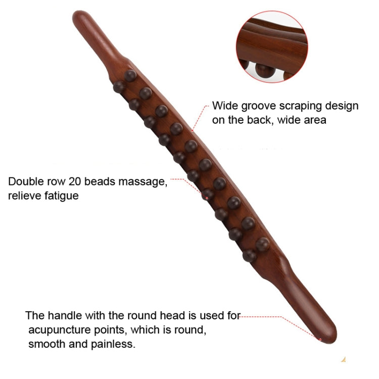 Bastone per massaggio a doppia fila carbonizzato con 20 perline Bastone per dragaggio meridiano, 58cm 20 Beads