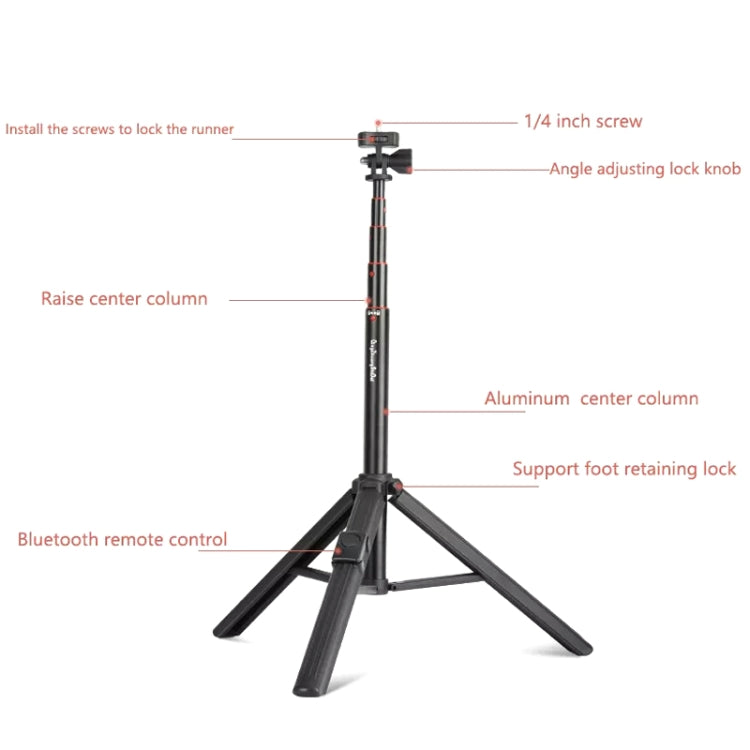 Supporto per telefono da pavimento in lega di alluminio Live Bluetooth Phone Selfie Stick, QingZhuangShiDai ZP100, QingZhuangShiDai ZP100B