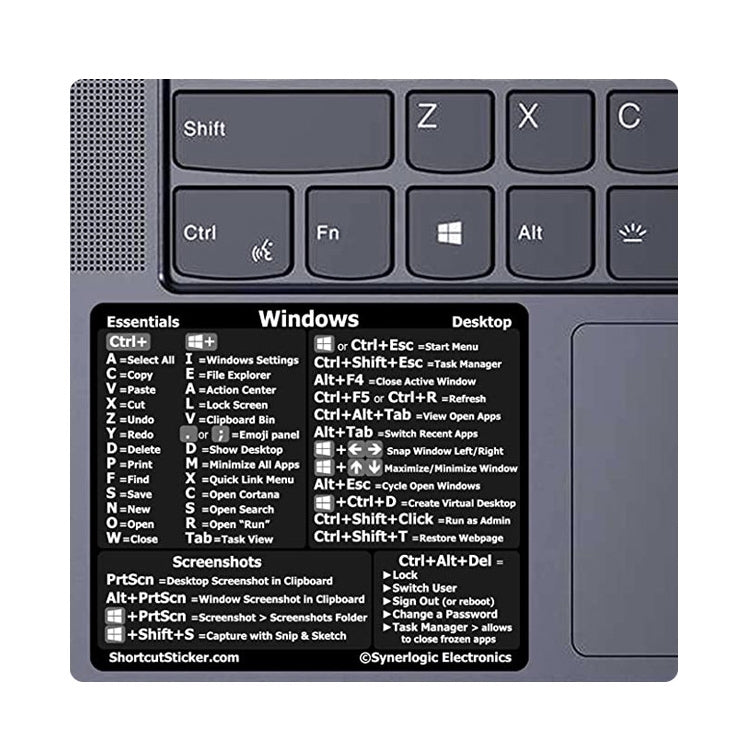 5 PCS PC Riferimento Tastiera Scorciatoia Adesivo Adesivo per PC Laptop Desktop, Black