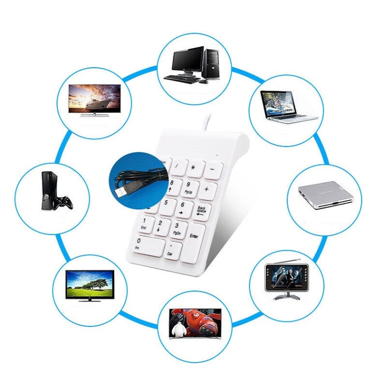 Mini tastiera USB digitale cablata per laptop, Wired White, Wired Black