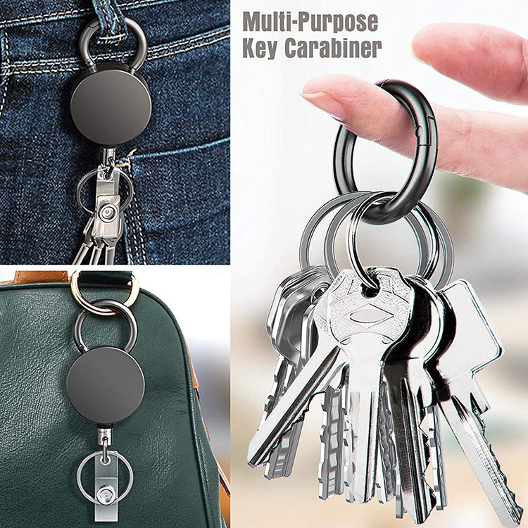 Fibbia per documenti con clip da cintura, porta badge retrattile in metallo elettrolitico, Round