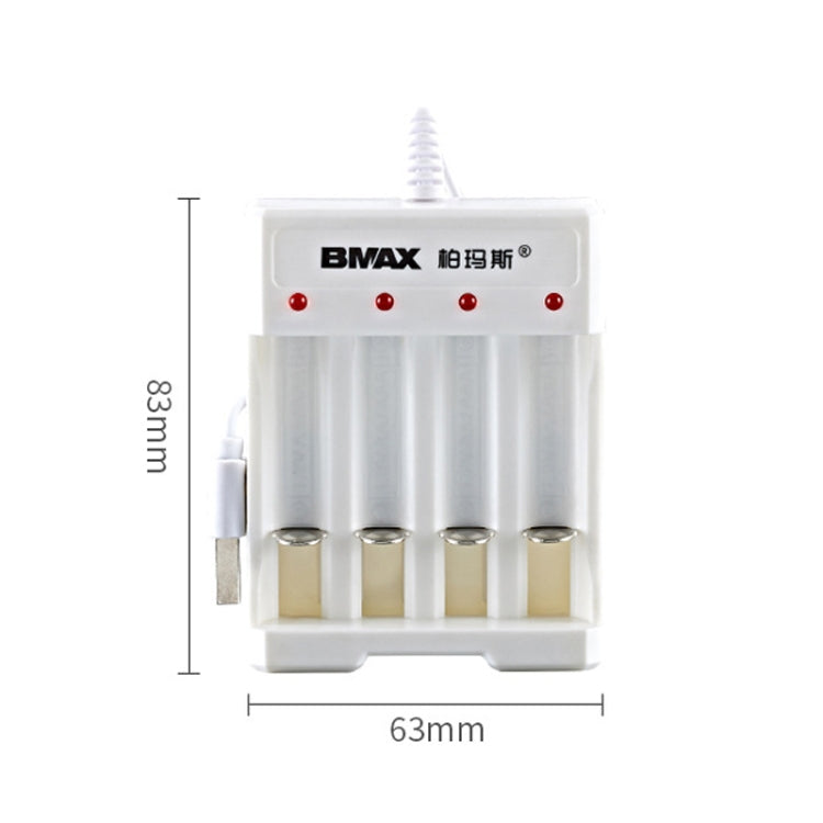 4 batterie BMAX B-04 AAA/AA 1,2 V Caricatore USB a 4 slot, 4 Slot USB(White)