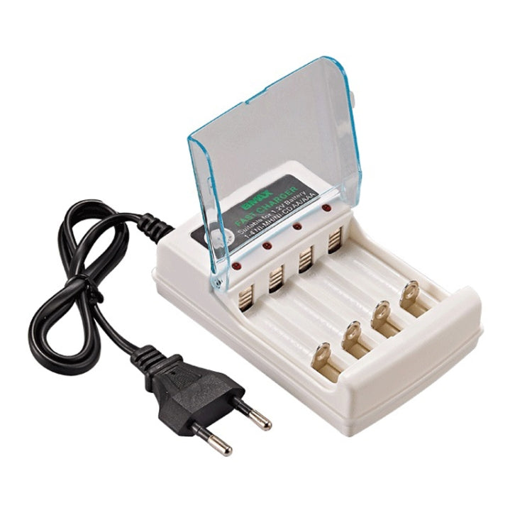 Sedile di ricarica per batterie AA/AAA indipendente a 4 slot BMAX, 4 Slot EU Plug(White)