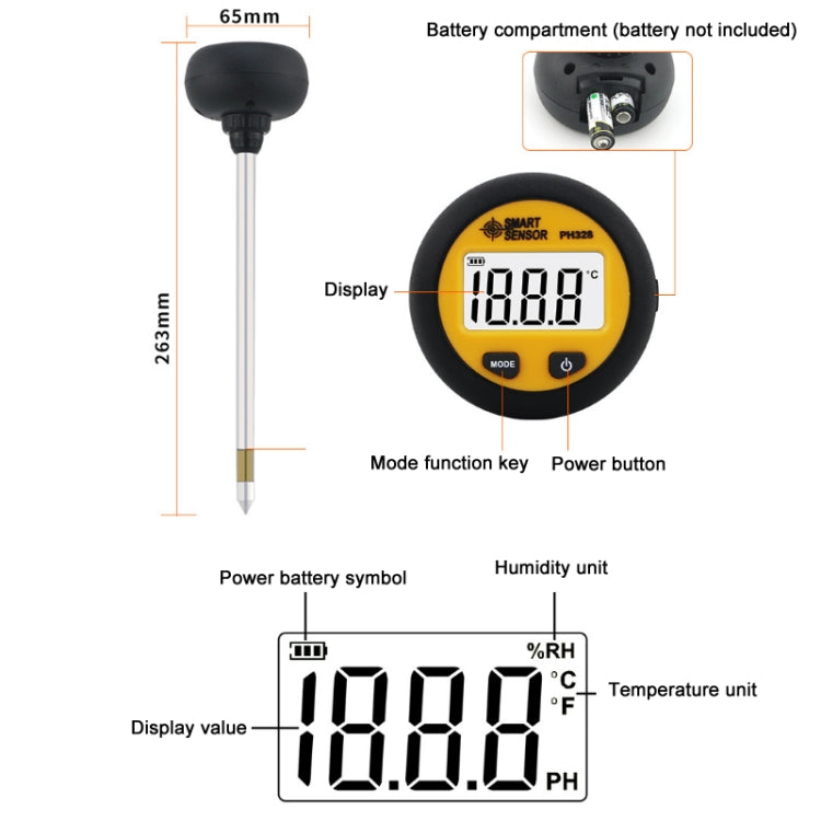 Smart Sensor PH 328 Misuratore di acidità del suolo Fertilizzante Rilevatore di umidità dei nutrienti