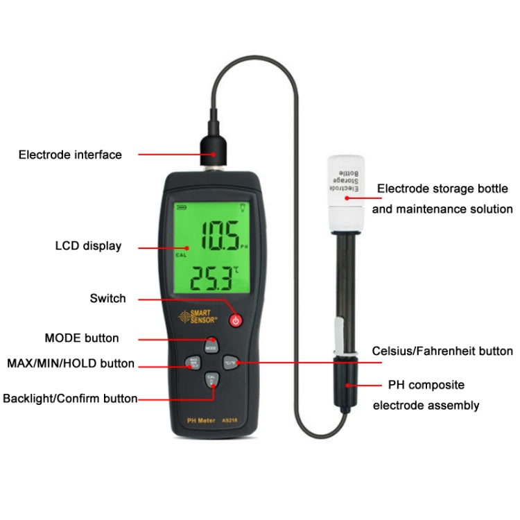 Smart Sensor AS218 Fish Tank Acquario PH Tester