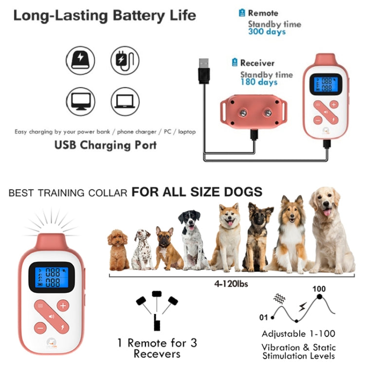PaiPaitek PD523 Addestratore di cani impermeabile ricaricabile con telecomando da 1000 m, PaiPaitek PD523