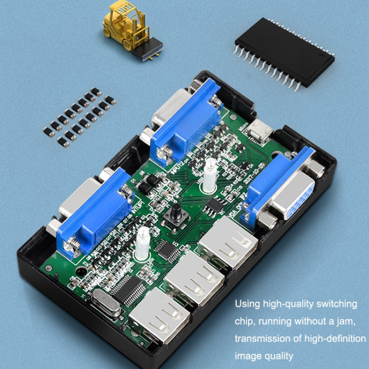 FJGEAR FJ-201UK Switcher KVM 2 in 1 con controller desktop con cavo, FJ-201UK