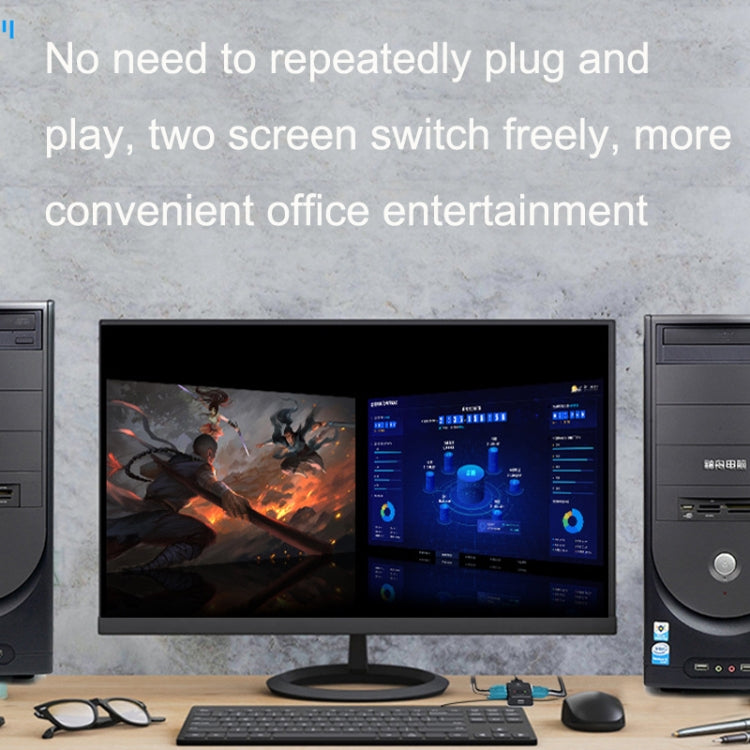 FJGEAR FJ-201UK Switcher KVM 2 in 1 con controller desktop con cavo, FJ-201UK