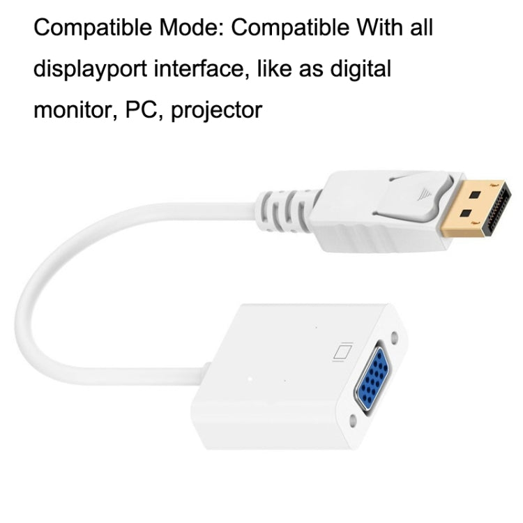 Adattatore quadrato da DP a VGA, lunghezza cavo: 15 cm, DP to VGA White, DP to VGA Black
