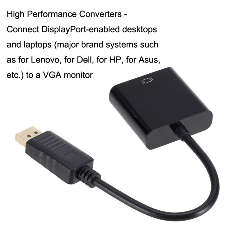 Adattatore quadrato da DP a VGA, lunghezza cavo: 15 cm, DP to VGA White, DP to VGA Black