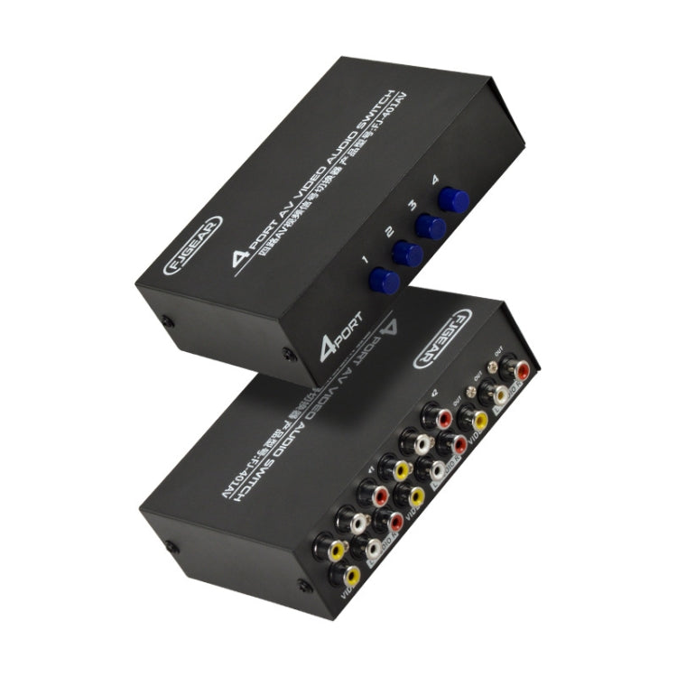 FJGEAR FJ-401AV Commutatore audio e video AV a 4 vie con interfaccia Lotus Head, FJ-401AV