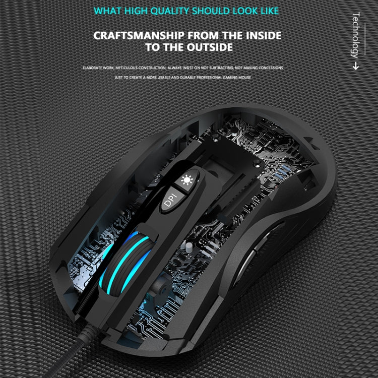 Dark Alien V600 7 tasti Office Computer Business Mouse, lunghezza cavo: 1,42 m