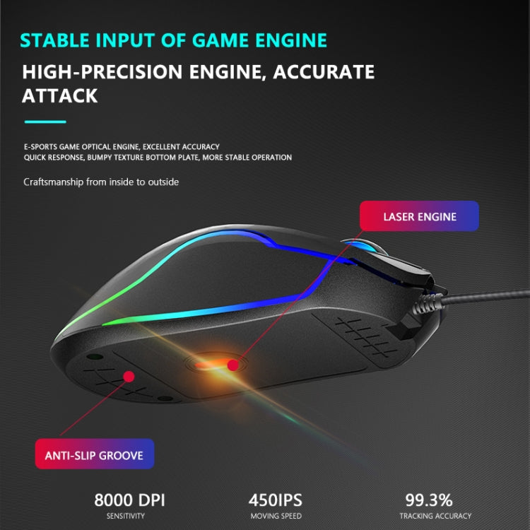 Dark Alien V600 7 tasti Office Computer Business Mouse, lunghezza cavo: 1,42 m