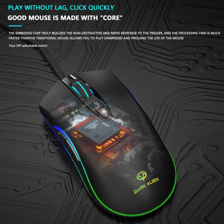 Dark Alien V600 7 tasti Office Computer Business Mouse, lunghezza cavo: 1,42 m