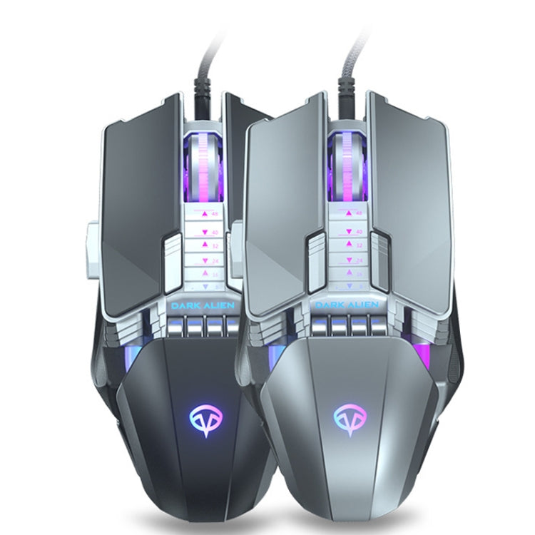 Dark Alien V710 Mouse luminoso cablato da ufficio in metallo con 7 tasti, lunghezza cavo: 1,78 m