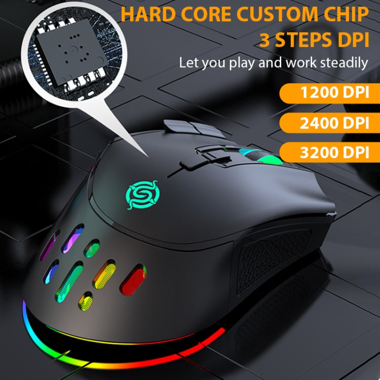 K-Snake BM520 Mouse da gioco wireless dual-mode a 9 pulsanti 3200 DPI 2.4G RGB