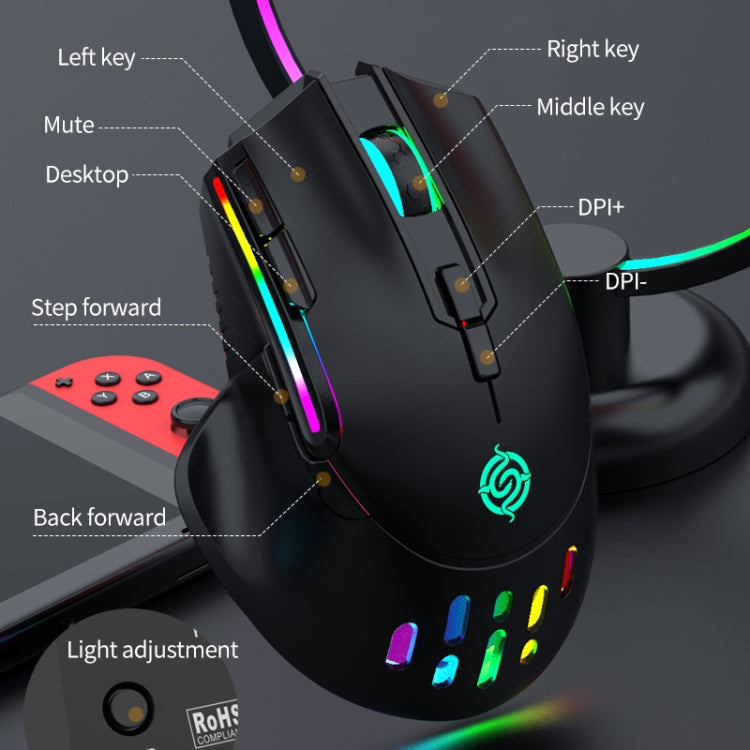 K-Snake BM520 Mouse da gioco wireless dual-mode a 9 pulsanti 3200 DPI 2.4G RGB