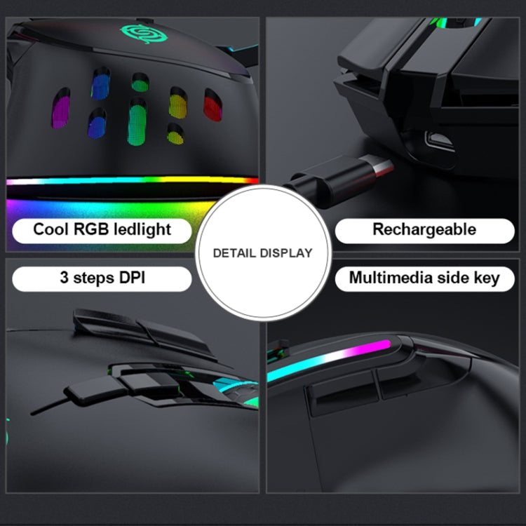 K-Snake BM520 Mouse da gioco wireless dual-mode a 9 pulsanti 3200 DPI 2.4G RGB
