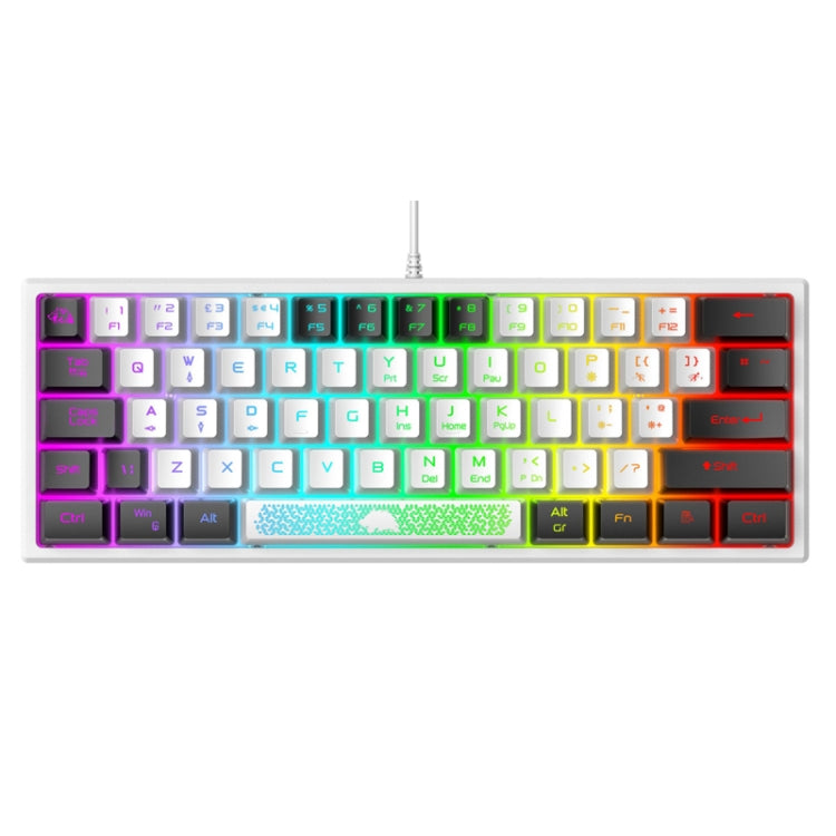 ZIYOULANG K61 Tastiera cablata per notebook con illuminazione RGB a 62 tasti, lunghezza cavo: 1,5 m, K61 Black White, K61 White Black, K61 Blue White, K61 White Blue