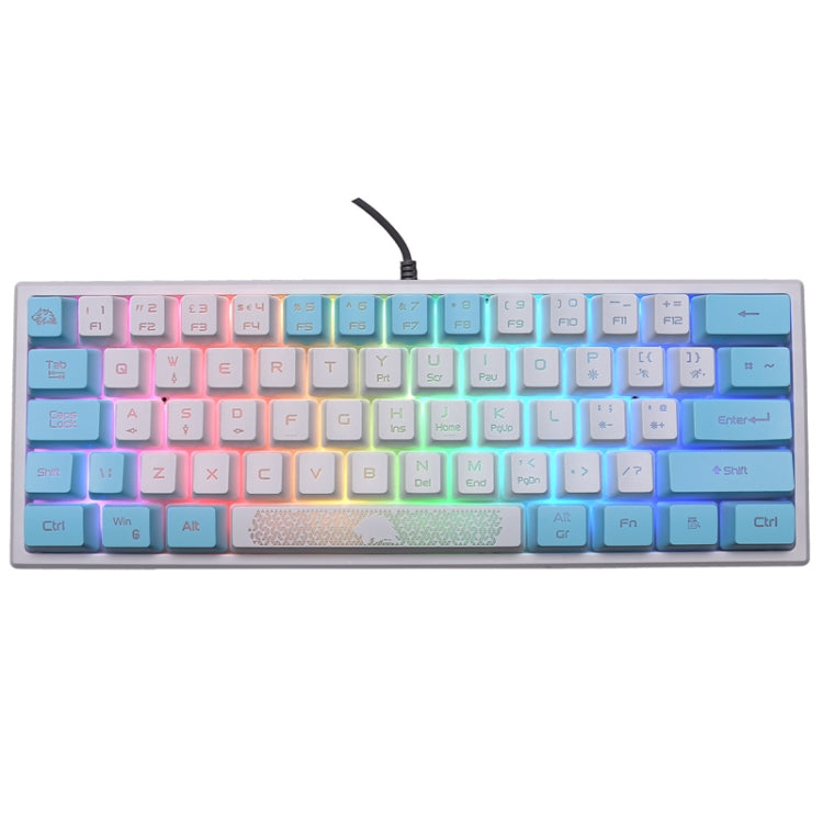 ZIYOULANG K61 Tastiera cablata per notebook con illuminazione RGB a 62 tasti, lunghezza cavo: 1,5 m, K61 Black White, K61 White Black, K61 Blue White, K61 White Blue