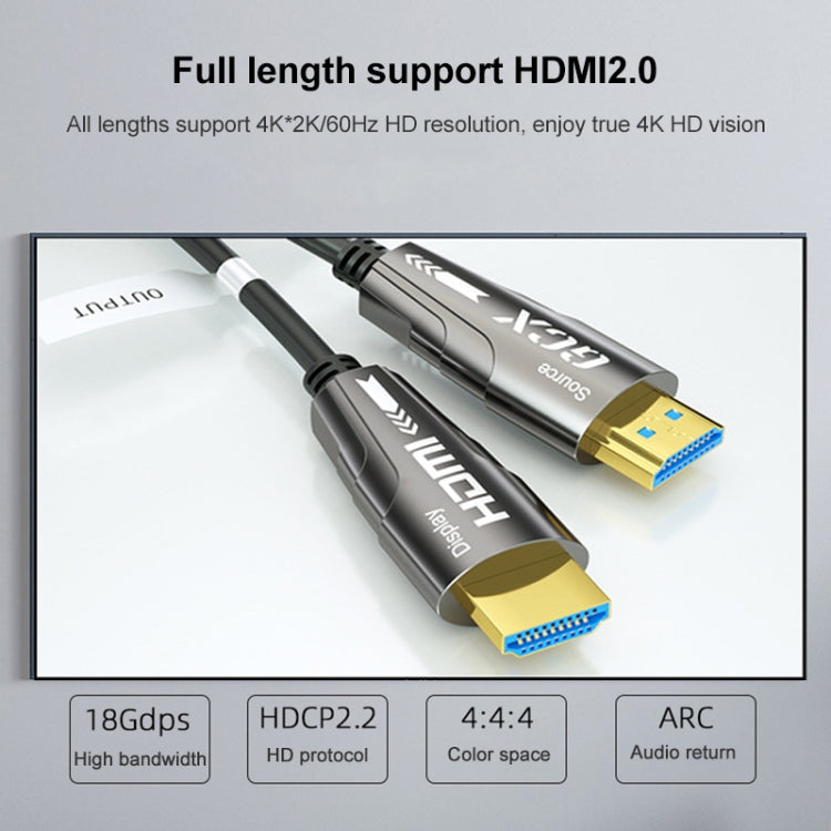 Cavo ottico attivo da HDMI 2.0 maschio a HDMI 2.0 maschio 4K HD, lunghezza cavo:, 1.8m(Grey), 3m(Grey), 5m(Grey), 8m(Grey), 10m(Grey), 15m(Grey), 20m(Grey), 25m(Grey), 30m(Grey), 35m(Grey), 40m(Grey), 45m(Grey), 50m(Grey), 60m(Grey), 70m(Grey), 80m(Gre...