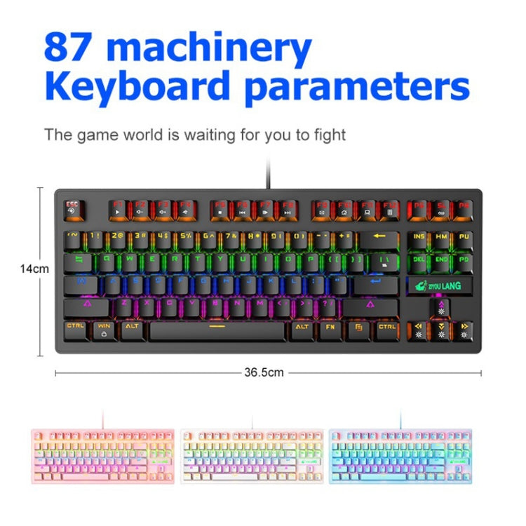 ZIYOULANG K2 87 Tasti Ufficio Laptop Punk Incandescente Tastiera Meccanica Cablata, Lunghezza Cavo: 1,5 m, K2 Black, K2 White, K2 Pink, K2 Blue