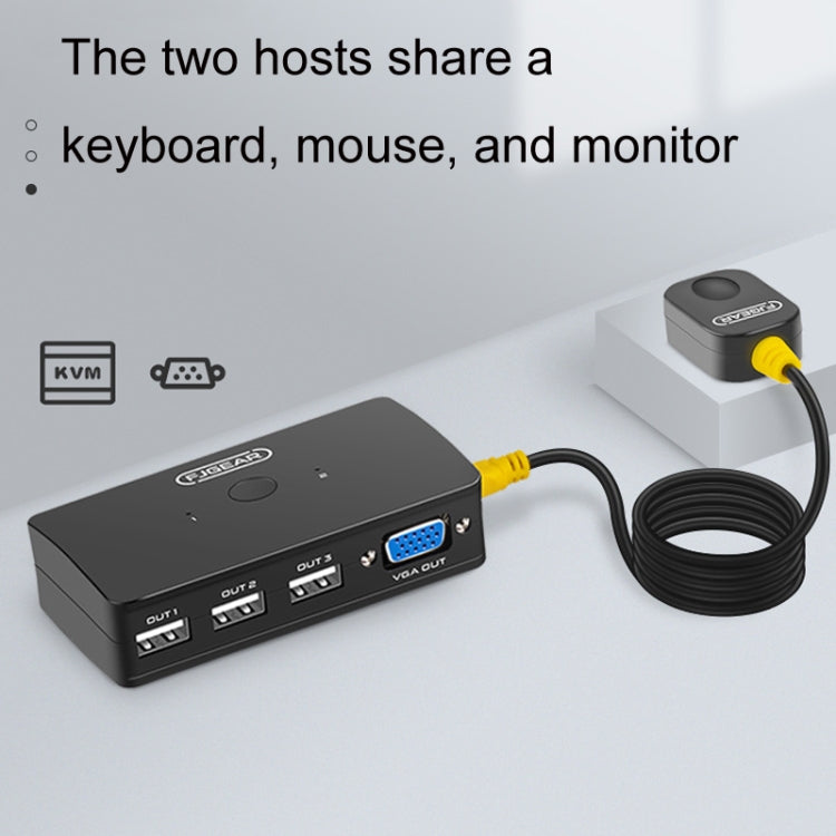 FJGEAR FJ-210UK 2 porte HD VGA a KVM Switcher con controller desktop, FJ-210UK