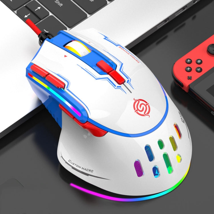 Mouse meccanico cablato K-Snake Q15 9 tasti effetto luce RGB, lunghezza cavo: 1,5 m, Q15 White, Q15 Black