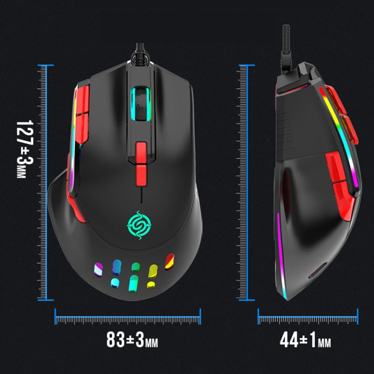 Mouse meccanico cablato K-Snake Q15 9 tasti effetto luce RGB, lunghezza cavo: 1,5 m, Q15 White, Q15 Black