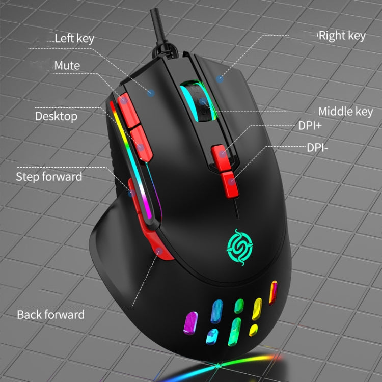 Mouse meccanico cablato K-Snake Q15 9 tasti effetto luce RGB, lunghezza cavo: 1,5 m, Q15 White, Q15 Black