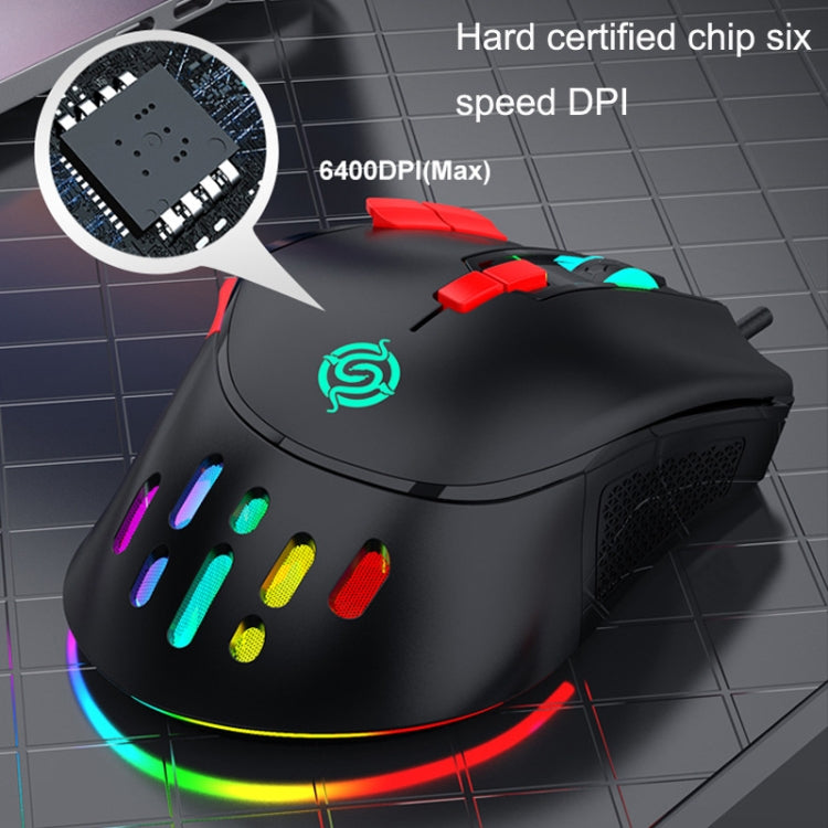 Mouse meccanico cablato K-Snake Q15 9 tasti effetto luce RGB, lunghezza cavo: 1,5 m, Q15 White, Q15 Black