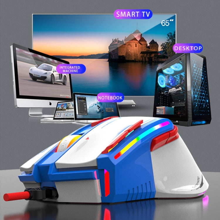 Mouse meccanico cablato K-Snake Q15 9 tasti effetto luce RGB, lunghezza cavo: 1,5 m, Q15 White, Q15 Black