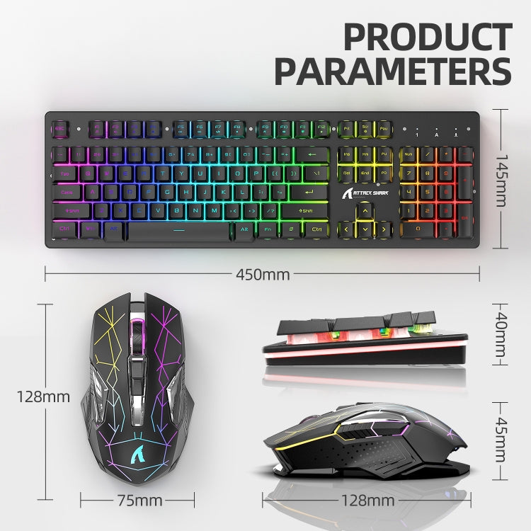 Attack Shark T3RGB Set tastiera e mouse wireless luminosi RGB, Attack Shark T3 Black, Attack Shark T3 White