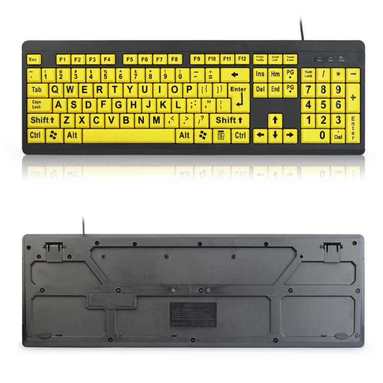 T801 104 tasti Special People Children Old Man Grandi lettere Tastiera cablata USB, lunghezza cavo: 1,38 m, T801 Yellow