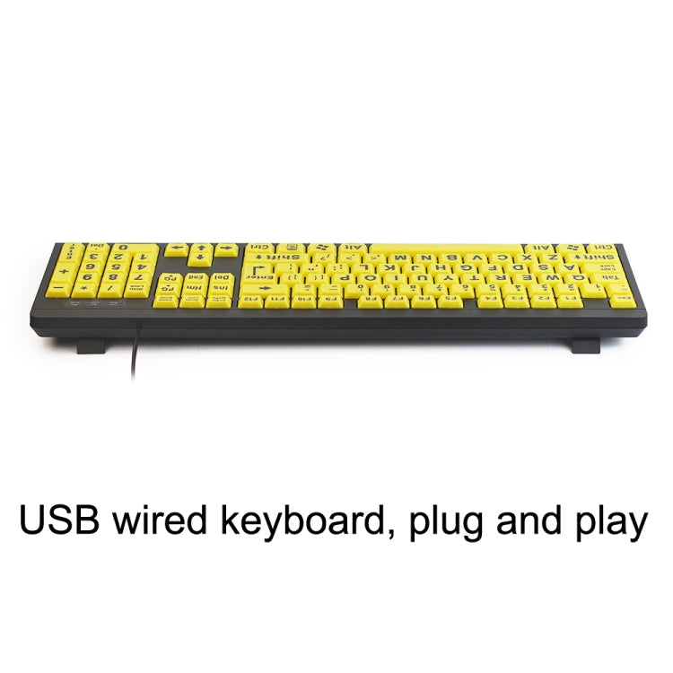 T801 104 tasti Special People Children Old Man Grandi lettere Tastiera cablata USB, lunghezza cavo: 1,38 m, T801 Yellow
