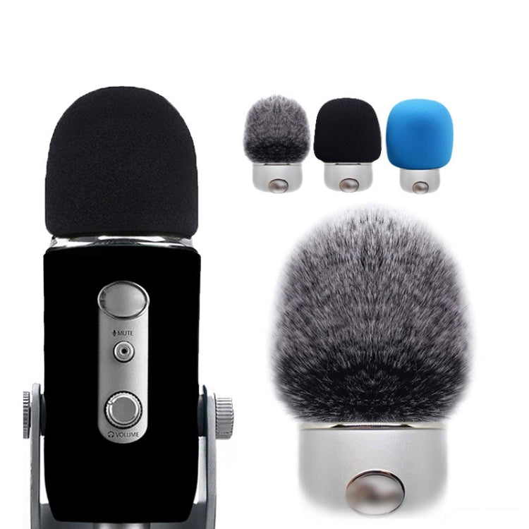 Per Blue Yeti Pro Spugna anti-pop e antivento/Copri microfono soffice, Black Sponge, Blue Sponge, Black Hair, Gray Hair