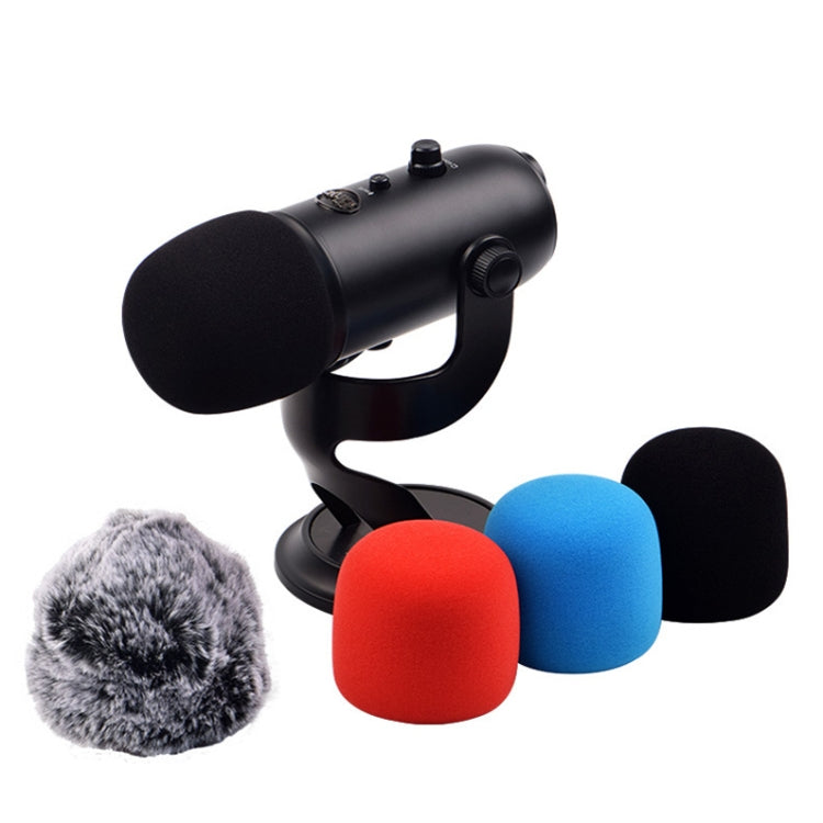 Per Blue Yeti Pro Spugna anti-pop e antivento/Copri microfono soffice, Black Sponge, Blue Sponge, Black Hair, Gray Hair
