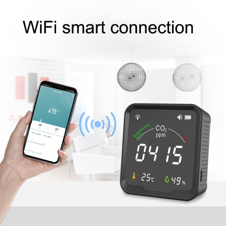 PTH-9CW Wifi Rilevatore di CO2 a infrarossi intelligente Rilevatore di qualità dell'aria Misuratore di temperatura e umidità domestica, PTH-9CW