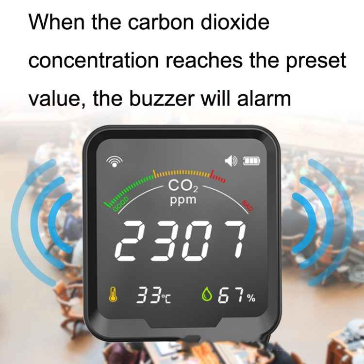PTH-9CW Wifi Rilevatore di CO2 a infrarossi intelligente Rilevatore di qualità dell'aria Misuratore di temperatura e umidità domestica, PTH-9CW