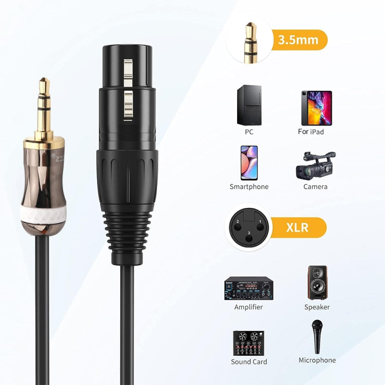 Cavo audio per microfono con scheda audio femmina da 3,5 mm a Caron, lunghezza:, 0.5m, 1m, 1.5m, 2m, 3m, 5m, 10m, 15m