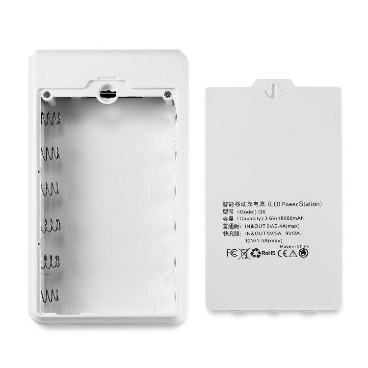 Q6 Custodia per caricabatterie per batteria 18650 rimovibile a 6 sezioni, stile:, Ordinary, Flash/Fast Charge