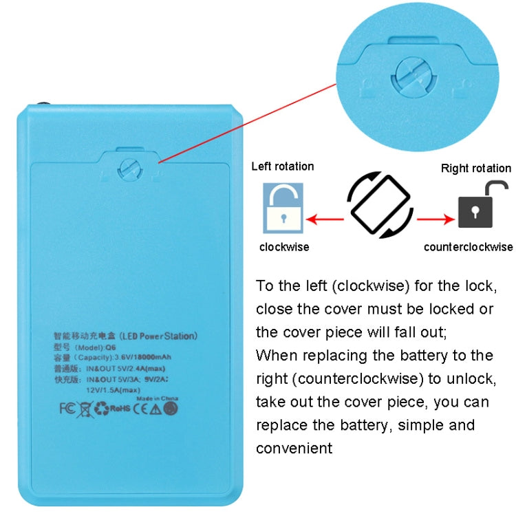 Q6 Custodia per caricabatterie per batteria 18650 rimovibile a 6 sezioni, stile:, Ordinary, Flash/Fast Charge