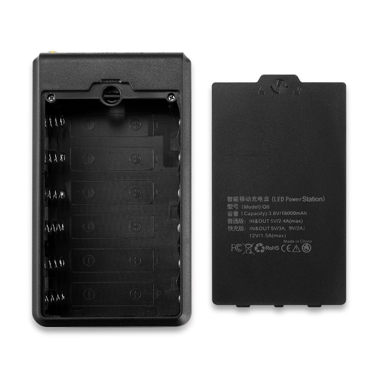 Q6 Custodia per caricabatterie per batteria 18650 rimovibile a 6 sezioni, stile:, Ordinary, Flash/Fast Charge