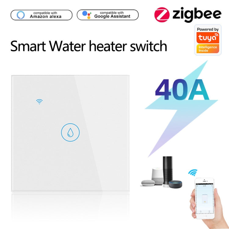 Tuya ZigBee 40A Smart High Power Scaldabagno Luce Condizionatore d'aria Switch Time Telecomando vocale, ZigBee 40A White, ZigBee 40A Black