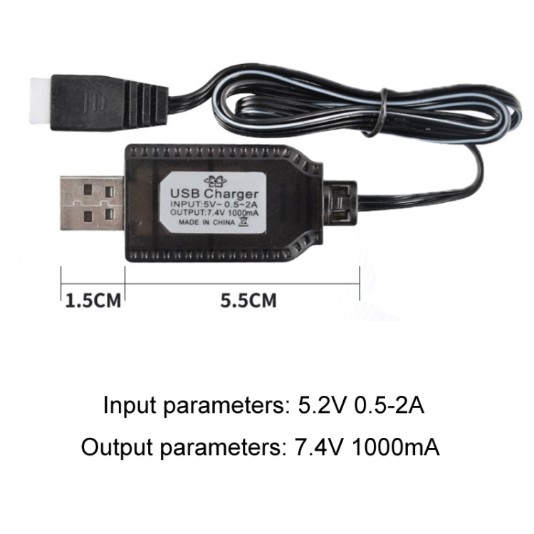 2pcs 7.4V Caricabatteria al litio Accessori per aerei giocattolo Cavo dati USB