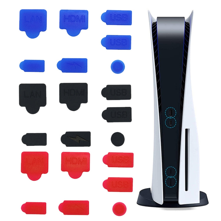 Per PS5 2 set 7 pezzi/set tappo antipolvere protezione antipolvere in silicone copertura antipolvere, White, Red, Blue, Black
